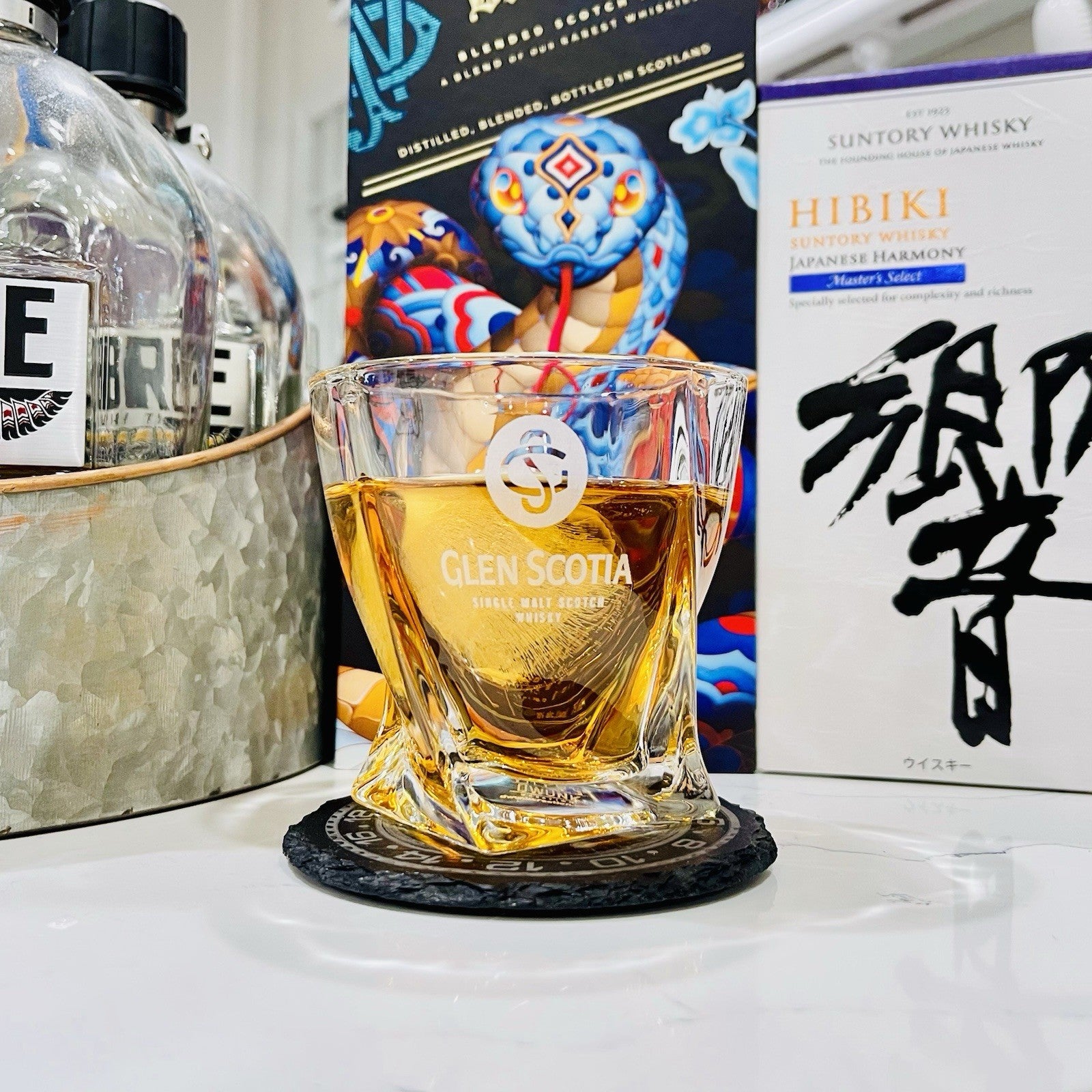 Custom Engraved Glen Scotia Whiskey Glass – 10 oz Twisted Rocks Glass
