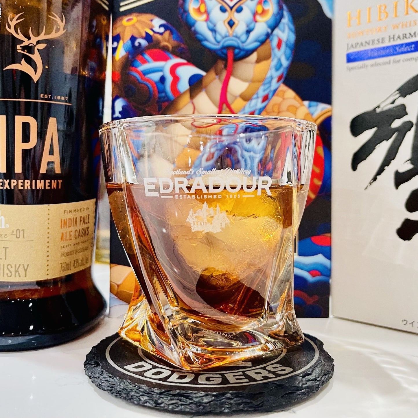 Custom Engraved Edradour Whiskey Glass – 10 oz Twisted Rocks Glass