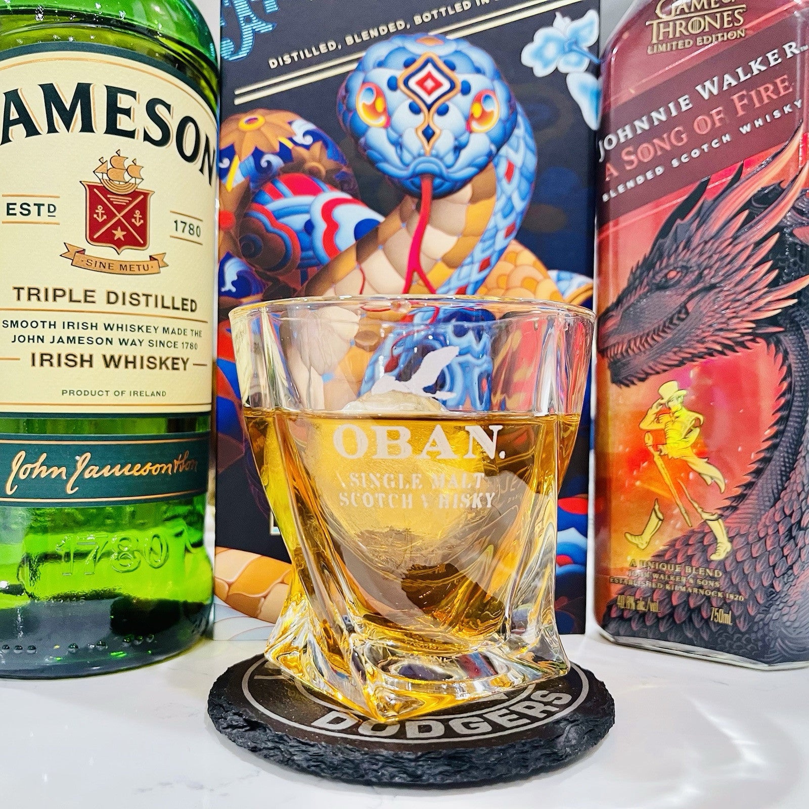 Custom Engraved Oban Whiskey Glass – 10 oz Twisted Rocks Glass