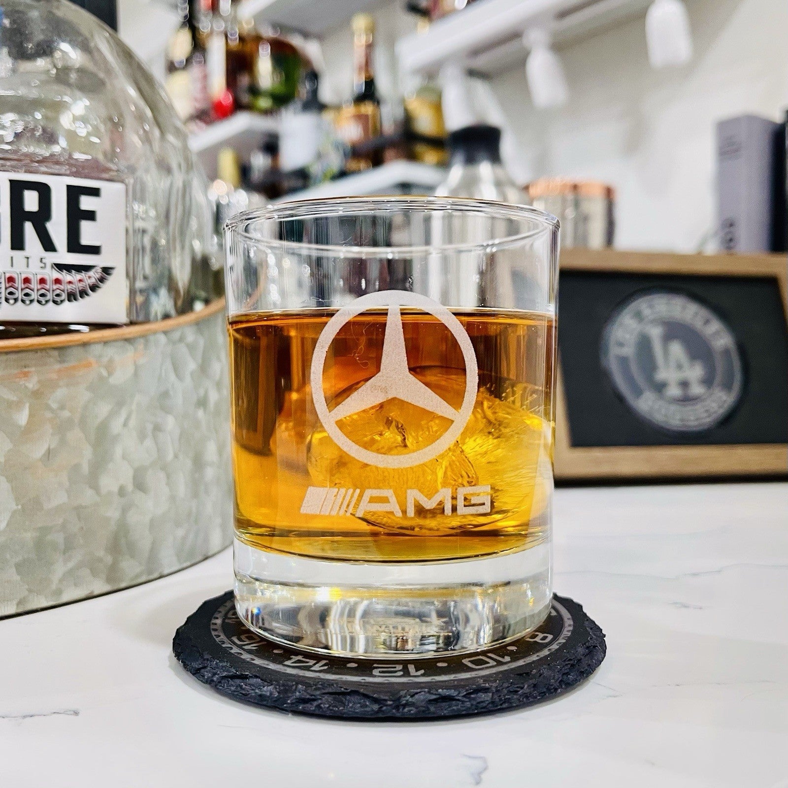 Custom Engraved Mercedes-Benz AMG Whiskey Glass – 11 oz Standard Rocks Glass