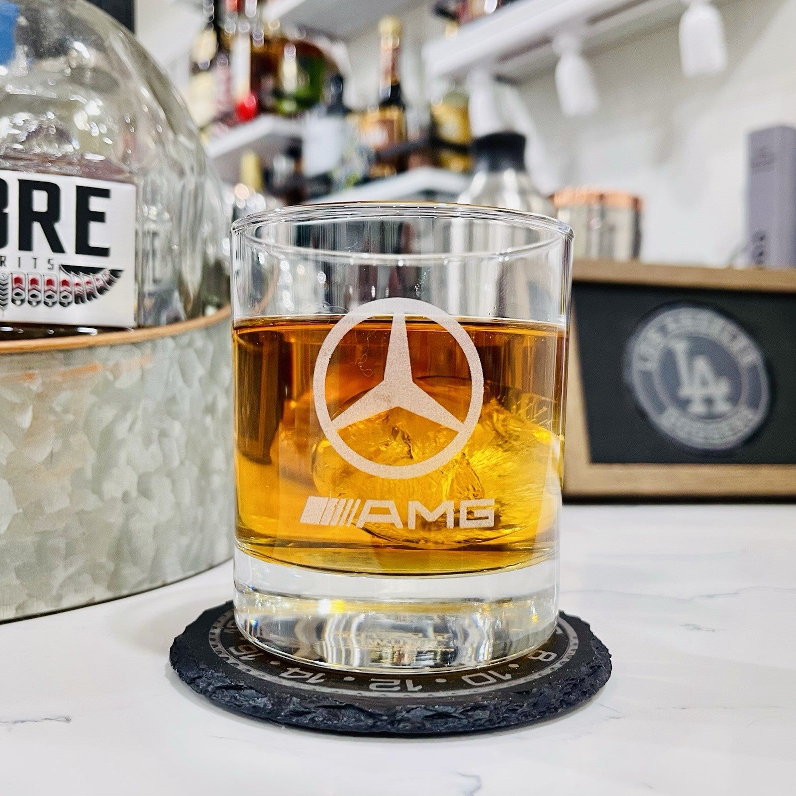 Custom Engraved Mercedes-Benz AMG Whiskey Glass – 11 oz Standard Rocks Glass
