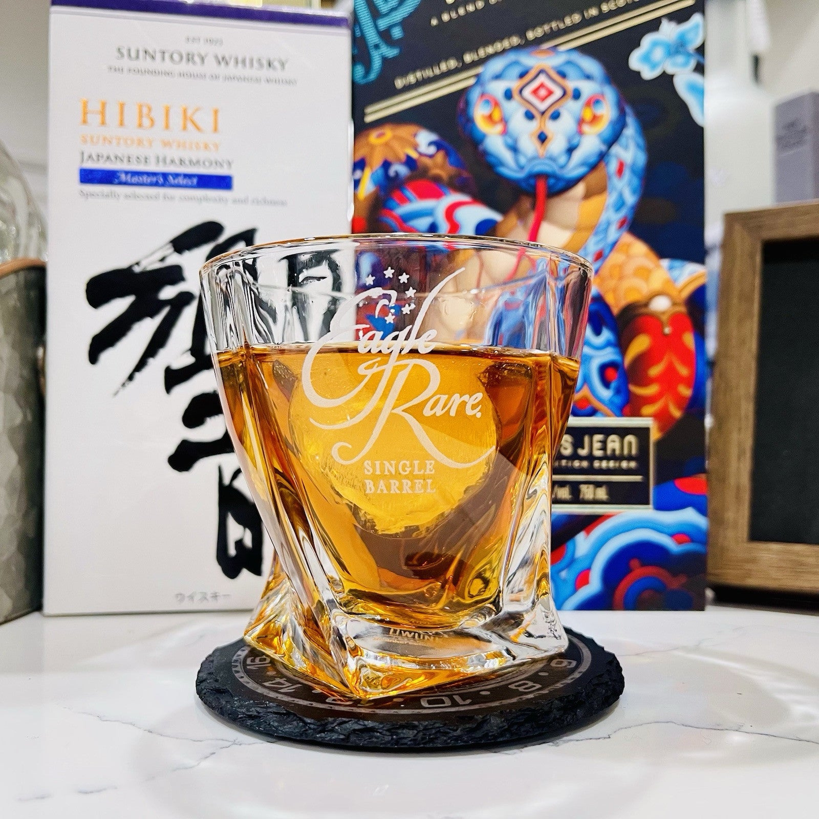Custom Engraved Eagle Rare Twisted Whiskey Glass – 10 oz Rocks Glass New