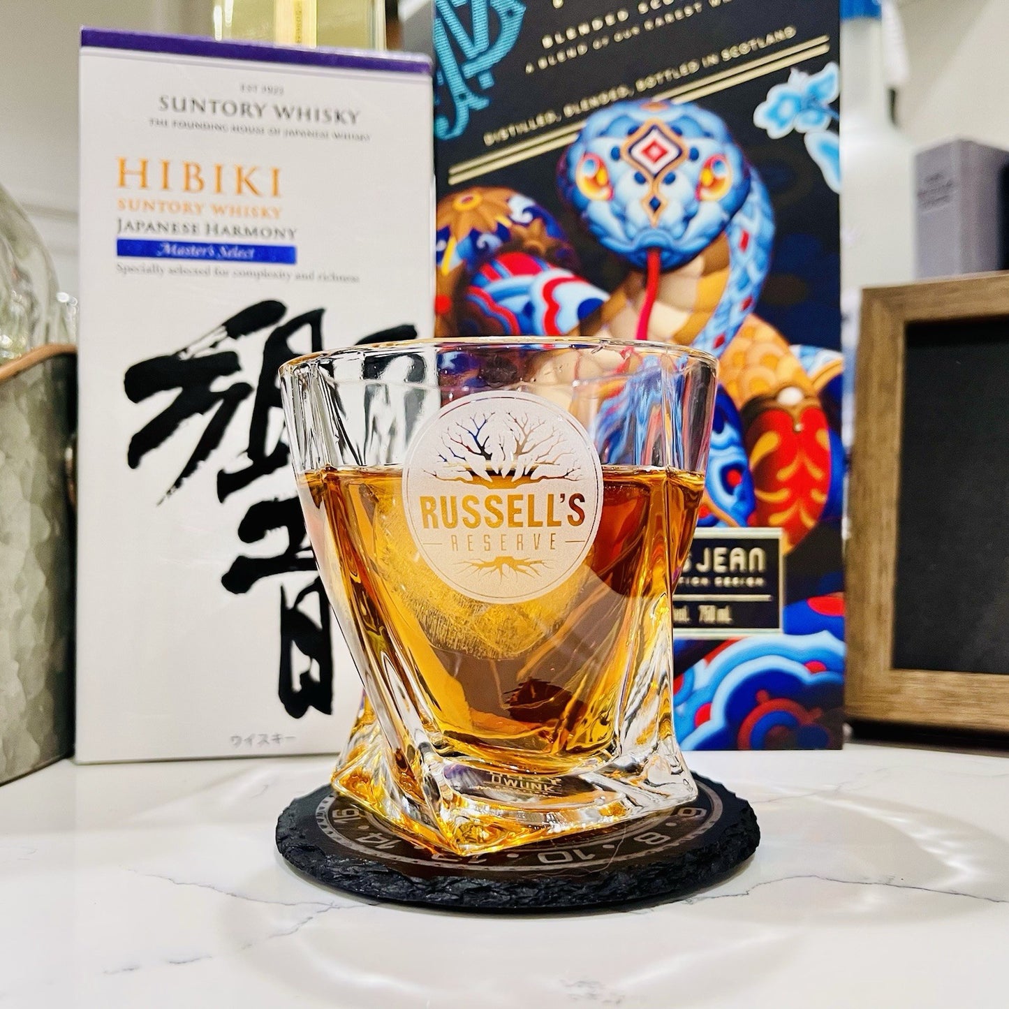 Custom Engraved Russell’s Reserve Whiskey Glass – 10 oz Twisted Rocks Glass