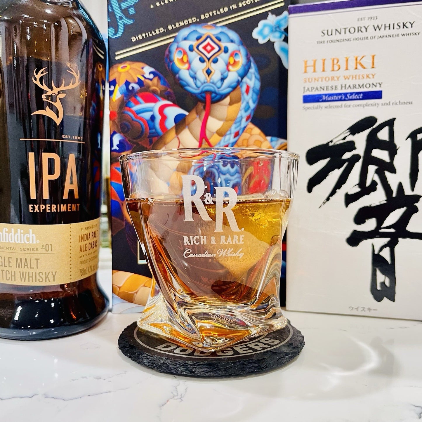 Custom Engraved Rich & Rare Canadian Whiskey Glass – 10 oz Twisted Rocks Glass