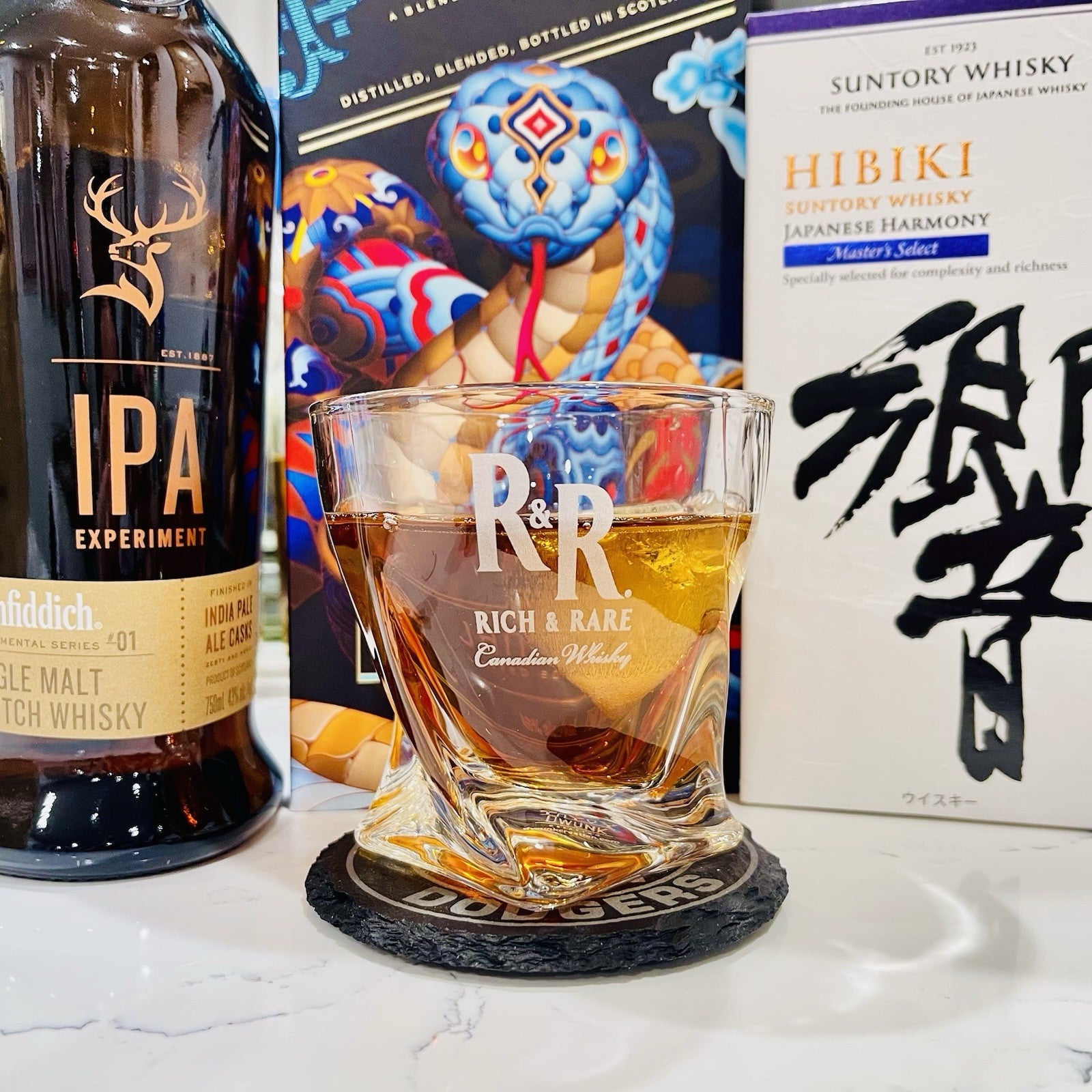 Custom Engraved Rich & Rare Canadian Whiskey Glass – 10 oz Twisted Rocks Glass