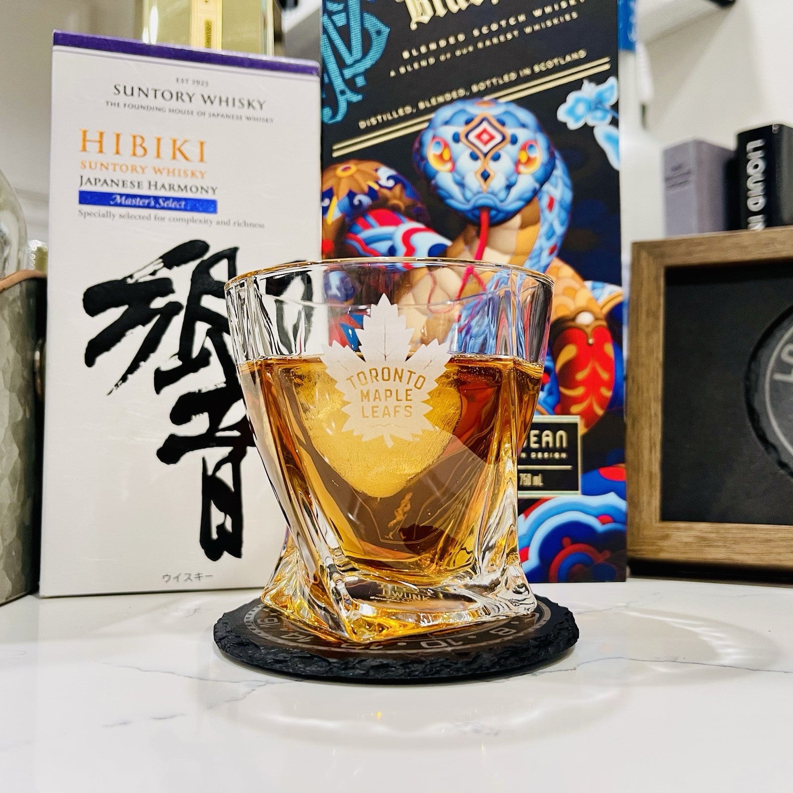 Custom Engraved Toronto Maple Leafs Whiskey Glass – 10 oz Twisted Rocks Glass