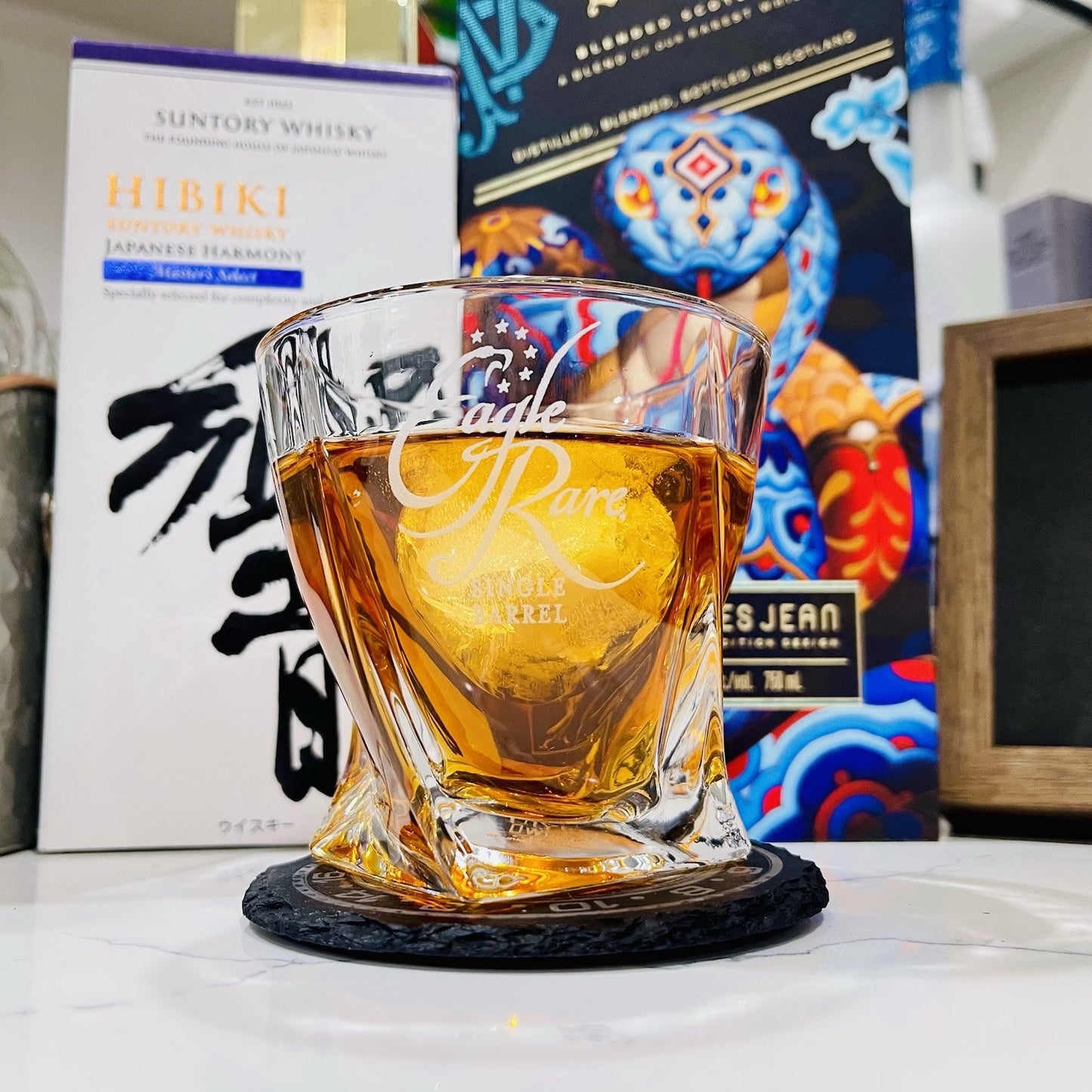 Custom Engraved Eagle Rare Twisted Whiskey Glass – 10 oz Rocks Glass New